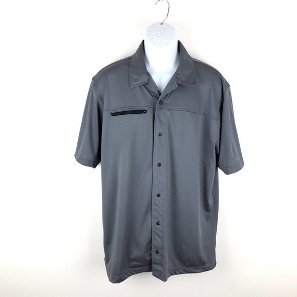 Tru Spec Gray Short Sleeve Zip Pocket Button Front Shirt Men's Large - Picture 1 of 12